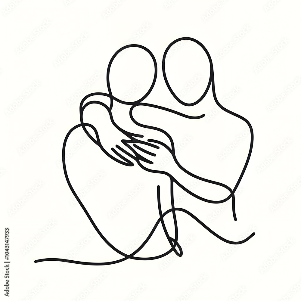 Two abstract figures embracing in a minimalist style, representing love and affection.
Two abstract figures embracing in a minimalist style, representing love and affection.