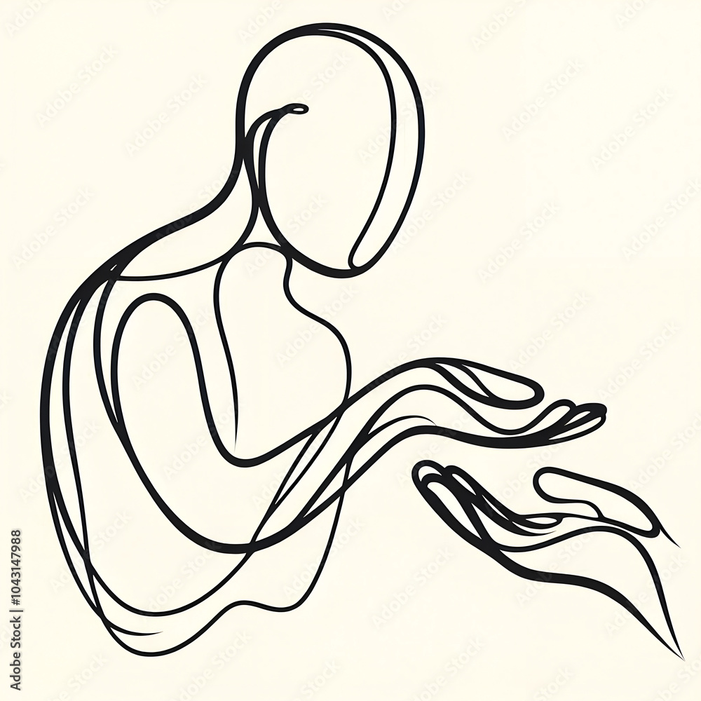 Abstract figure with outstretched hands in a minimalist style, symbolizing offering and connection.
Abstract figure with outstretched hands in a minimalist style, symbolizing offering and connection.