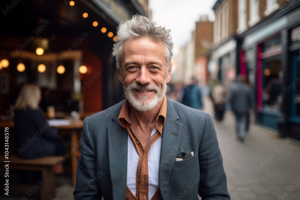 Portrait of a handsome senior man with grey hair and beard in the city. Portrait of a handsome senior man with grey hair and beard in the city.