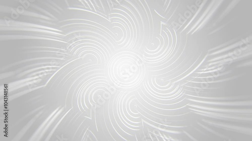 White Abstract Rings. Rotating Circles. Kaleidoscopic Multicolor Abstract Background. Looped video.