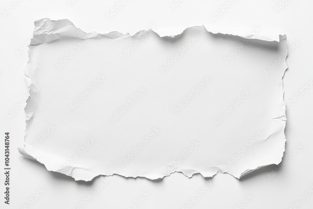 A piece of white paper with a torn edge. A piece of white paper with a torn edge.