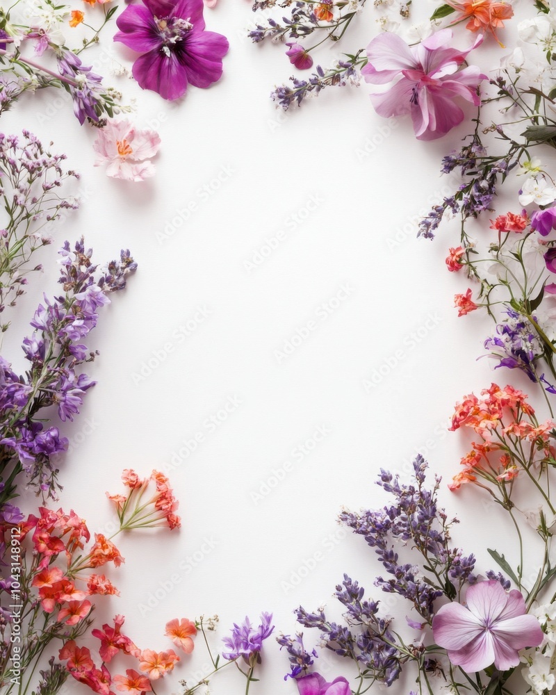 Frame of spring flowers on white background Frame of spring flowers on white background
