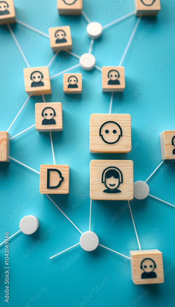 Network wooden blocks with emotion icon on blue background, positive thinking, mental health assessment , world mental health day concept isolated with white highlights, png Network wooden blocks with emotion icon on blue background, positive thinking, mental health assessment , world mental health day concept isolated with white highlights, png