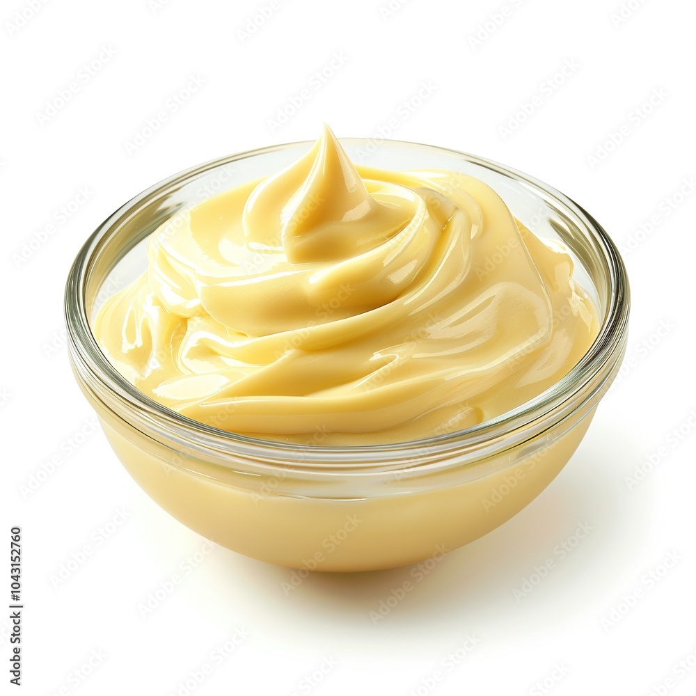 Mayonnaise on a glass bowl isolated on a white background Mayonnaise on a glass bowl isolated on a white background
