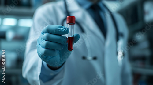 doctor holding a blood sample 