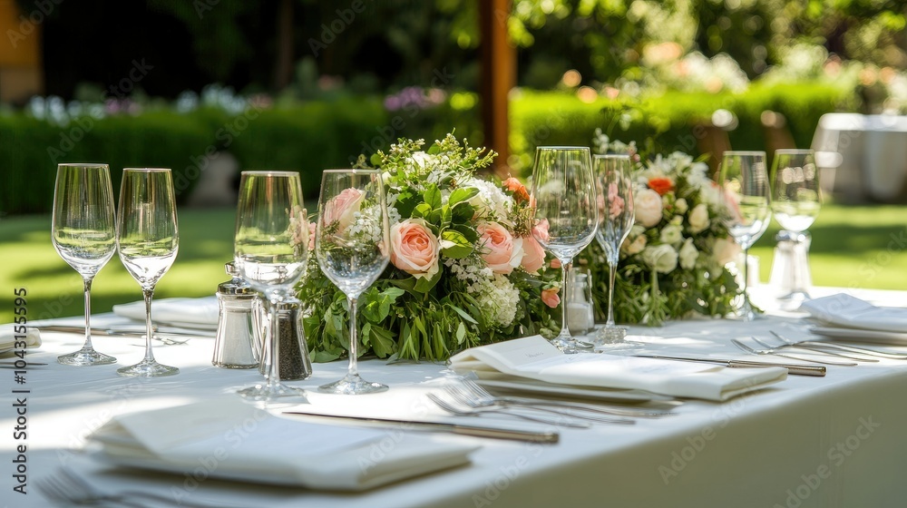 Fototapeta premium Exquisite wedding catering an elegant table setting for luxurious celebrations
