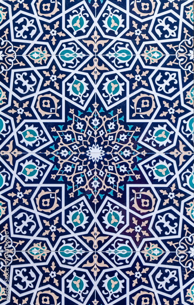 Tiled background, oriental ornaments from Uzbekistan Tiled background, oriental ornaments from Uzbekistan