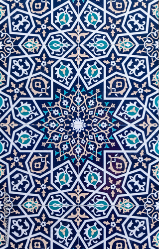 Tiled background, oriental ornaments from Uzbekistan
