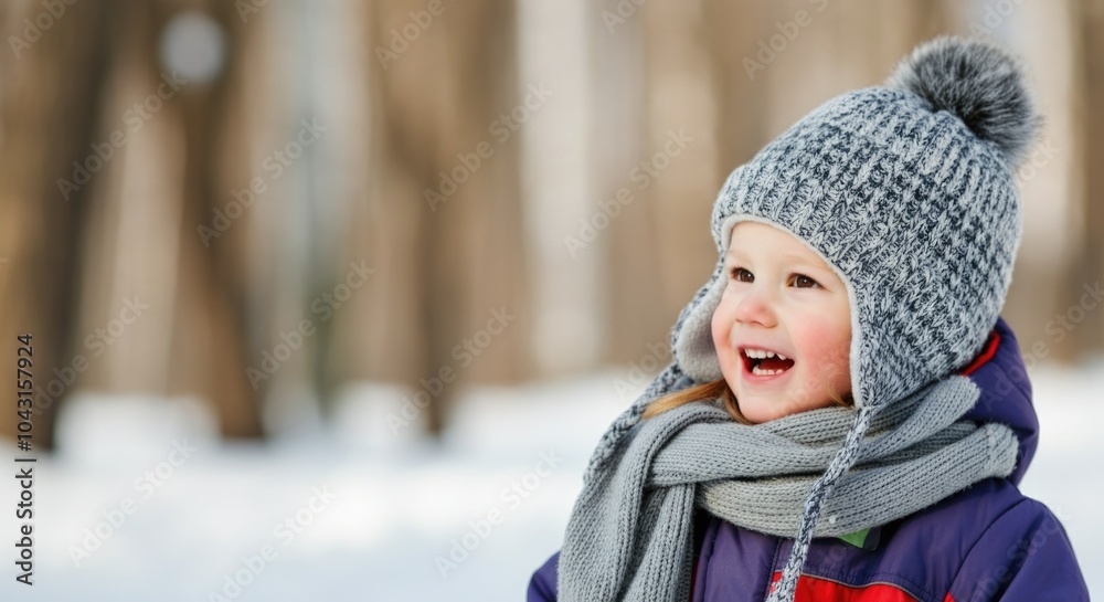 Smiling Child in Winter Attire Enjoying Snowy Day Smiling Child in Winter Attire Enjoying Snowy Day