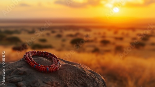 Maasai Necklace at Sunset photo