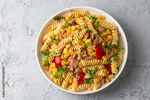 Tuna fusilli pasta salad is...