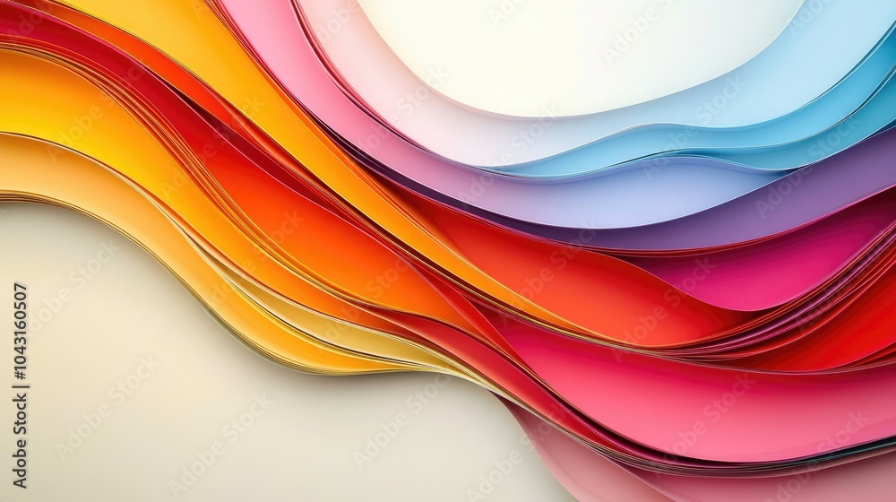 Fototapeta premium Abstract, vibrant colored edges overlaying a soft neutral background, providing a dynamic and modern visual accent for design use.
