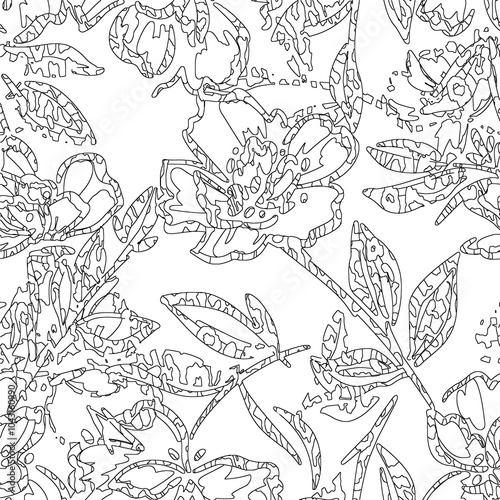 Wallpaper Mural seamless abstract pattern digital illustration wrapping paper with graphic chaotic oriental hand drown colorful elements watercolor paint snowflakes fabric design print winter style Torontodigital.ca