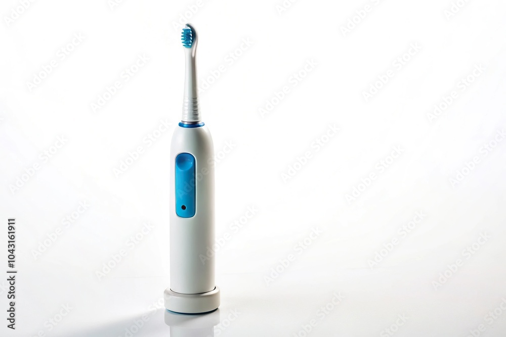 Electric toothbrush reflected on white background Electric toothbrush reflected on white background