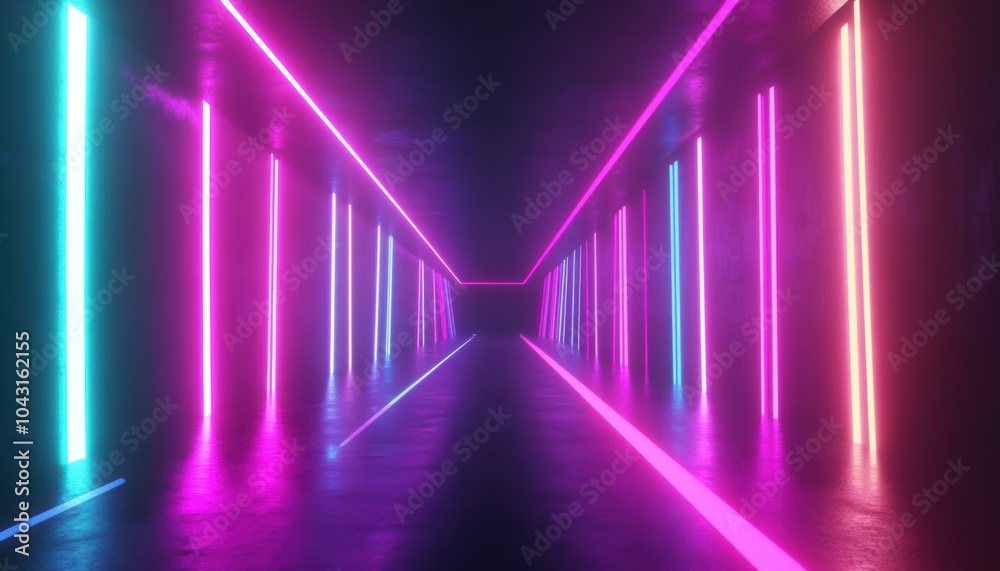 Neon Lights Tunnel. Neon Lights Tunnel.