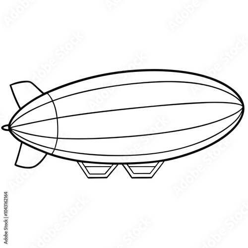 Blimp Vehicle Vector Line Drawing.