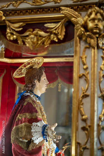Festival of Sant'Efisio in Cagliari, Sardinia. The statue of Saint Effisio in  Sant'Efisio's Church, in the old part of town. photo