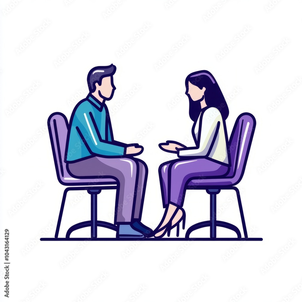 Man and woman in chairs talking Man and woman in chairs talking