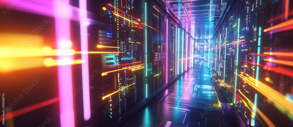 Fototapeta premium Neon Server Room.