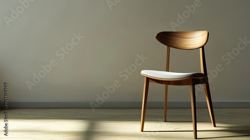 A Wooden Chair with White Cushion on a Light Wooden Floor