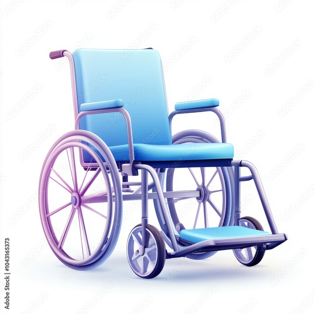Fototapeta premium Blue wheelchair isolated on white background.
