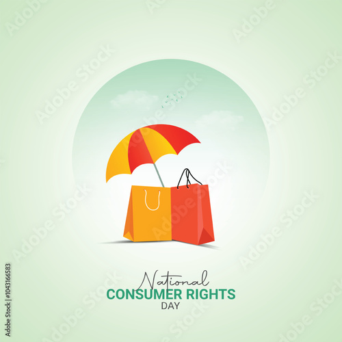 National Consumer Rights Day. Consumer Rights creative design for banner, poster, 3D Illustration.