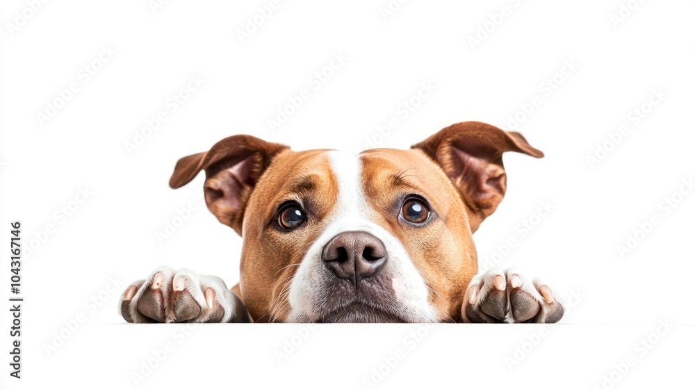 Obraz premium A close-up of a sad-looking dog resting its head on a surface, evoking empathy.