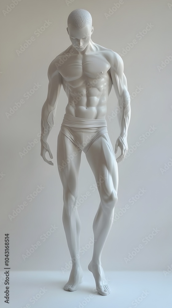 Striking White Male Mannequin in Dramatic Pose on Plain Background Striking White Male Mannequin in Dramatic Pose on Plain Background