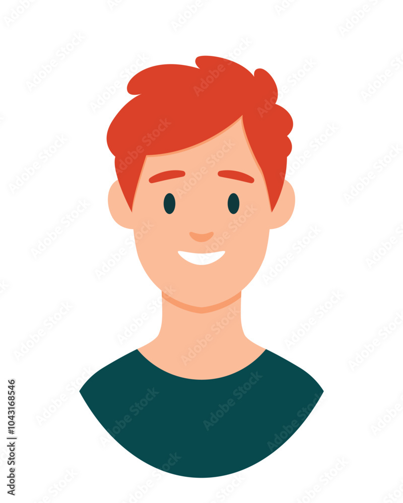 People avatar. Red-haired man head isolated on white background. Cute vector illustration. Flat style People avatar. Red-haired man head isolated on white background. Cute vector illustration. Flat style