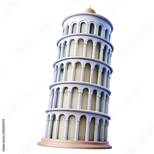Leaning Tower Of Pisa 3d cartoon style illustration