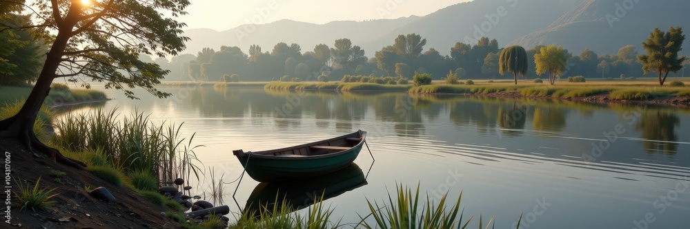 Obraz premium sunset in the lake