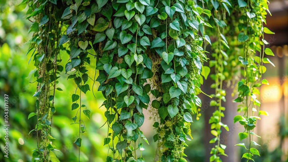 Hanging bush with green leaves featuring Javanese treebine vine