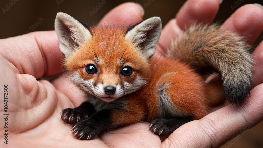 Obraz premium red fox in hand