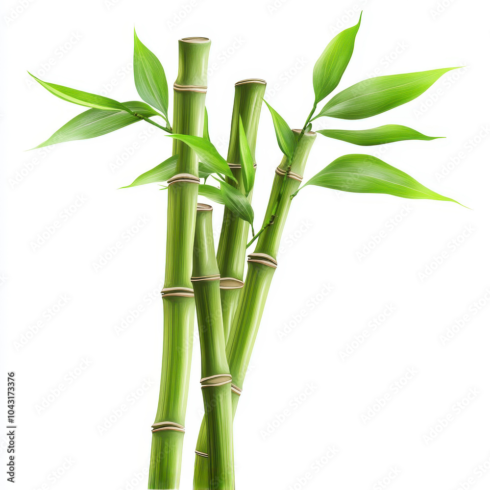 Lush bamboo stalks with vibrant green leaves in clip art style Lush bamboo stalks with vibrant green leaves in clip art style