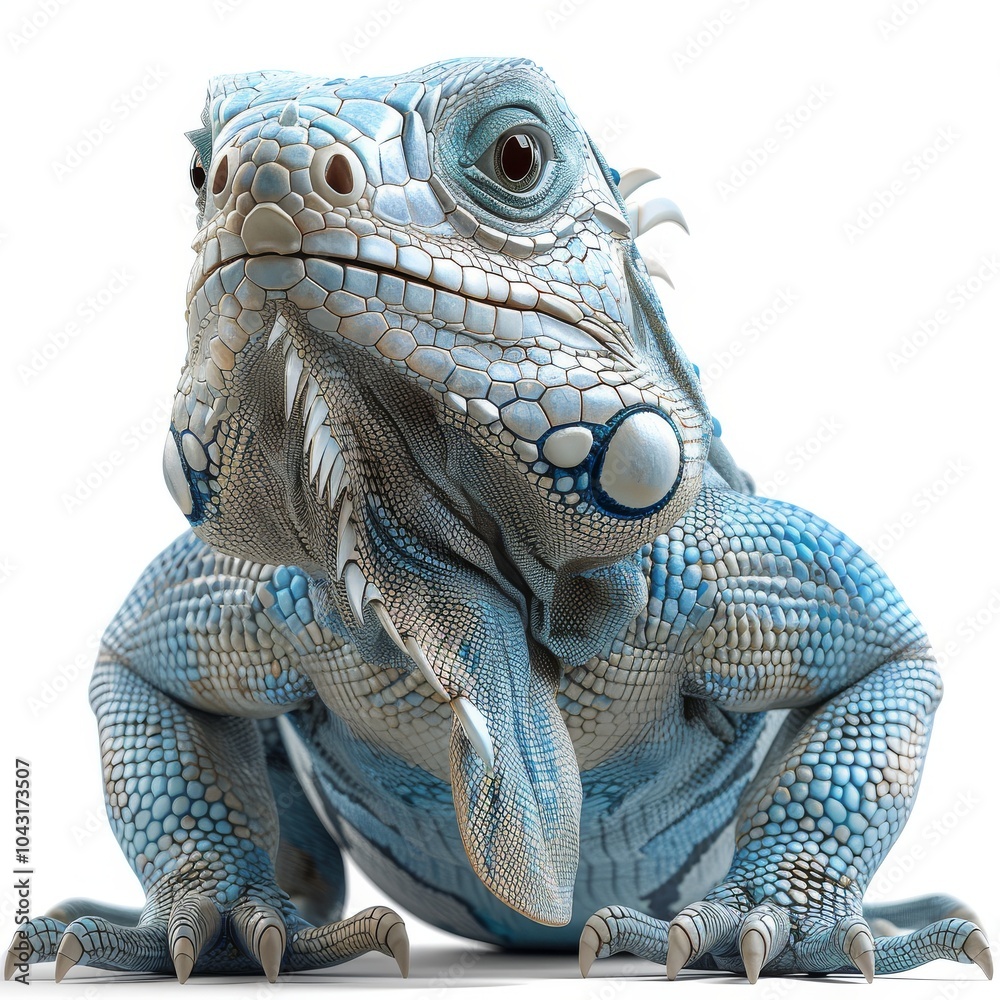 Fototapeta premium Colorful Cartoon Iguana in 3D Vector Style