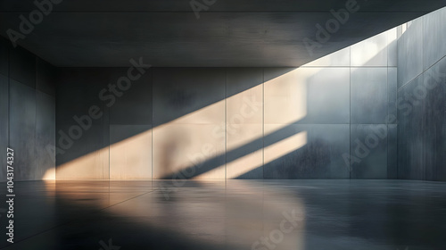 Minimalist Concrete Room With Sunlight Illustration