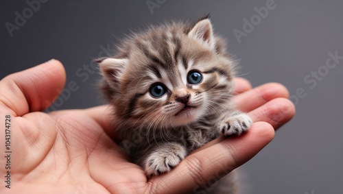 little kitten in hand