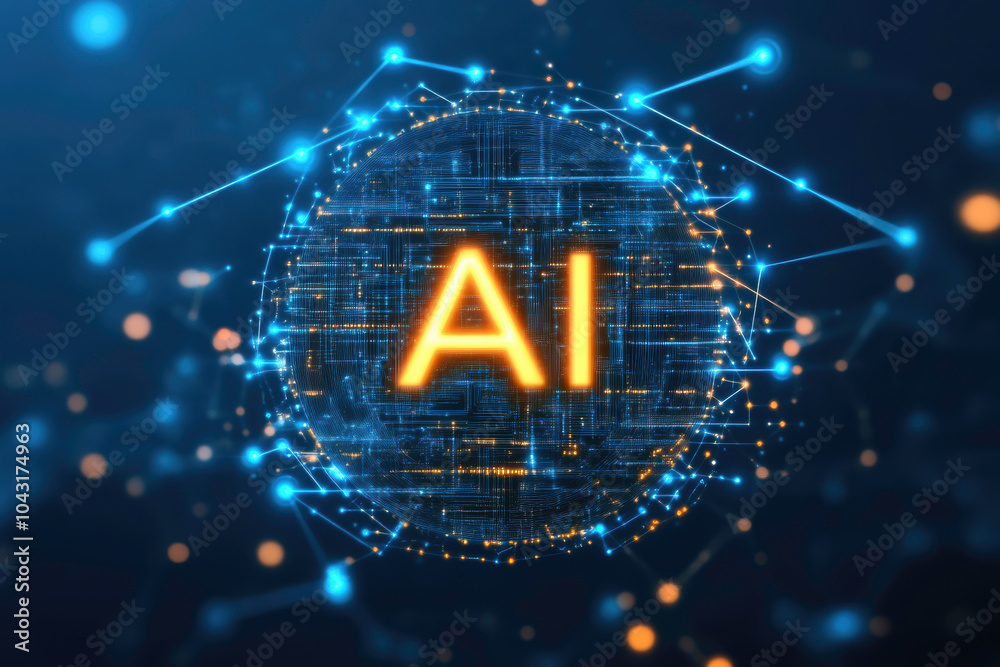 Obraz premium Artificial intelligence logo, AI icon, machine learning concept