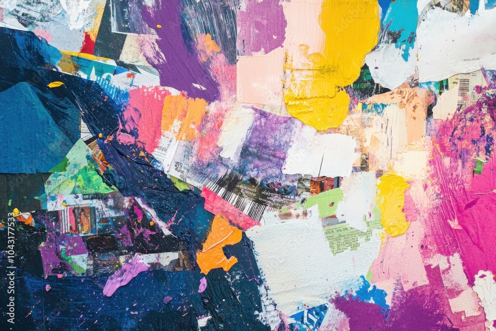 Naklejka premium Vibrant abstract collage with colorful layers for creative design inspiration