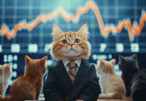 Cat Boss Stock Market. photo