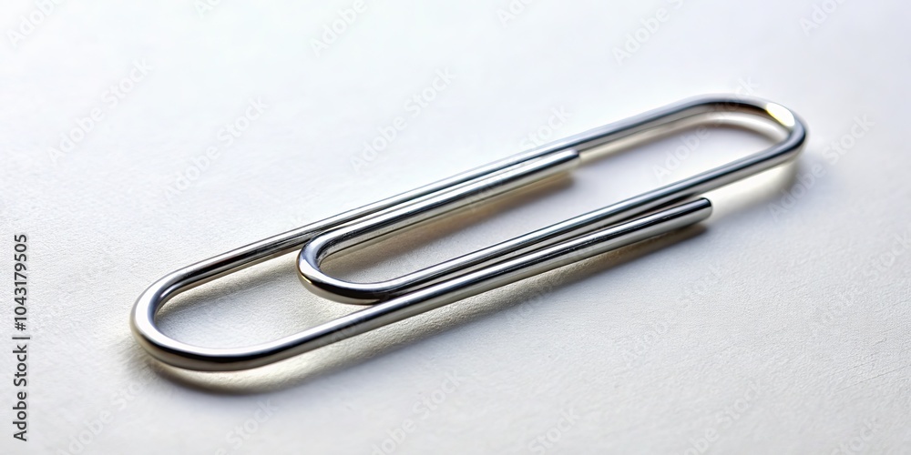 Minimalist Paper Clip on White Background for Clean Design, Office Supplies, Stationery, Business Use, Minimalism, Simple Aesthetics, Creative Workspace, Organization, Productivity Minimalist Paper Clip on White Background for Clean Design, Office Supplies, Stationery, Business Use, Minimalism, Simple Aesthetics, Creative Workspace, Organization, Productivity