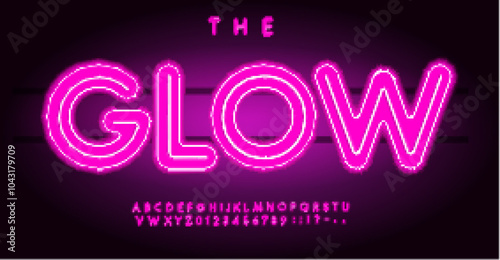 Photography Glow neon alphabet, bright luminous letters, shiny glowing font for nightlife signage, modern club flyers, electric urban design, flashy graphic typeface