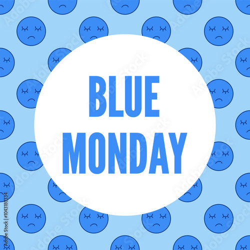 Blue Monday seamless pattern poster