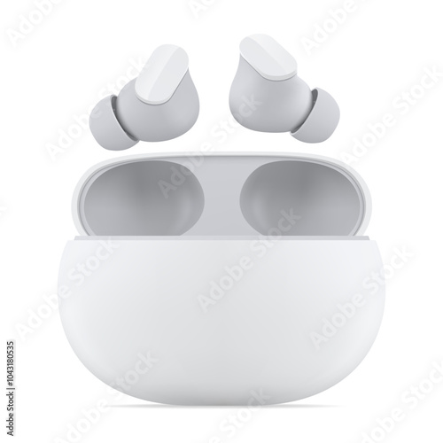 Earphones, isolated on transparent background, realistic design, vector illustration 