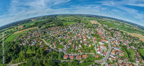 Ausblick auf Biberbach am westlichen Rand des Lech-Schmuttertales in Schwaben photo