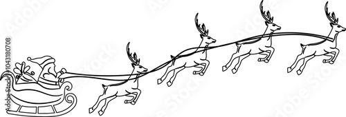 santa flying on sleigh sketch