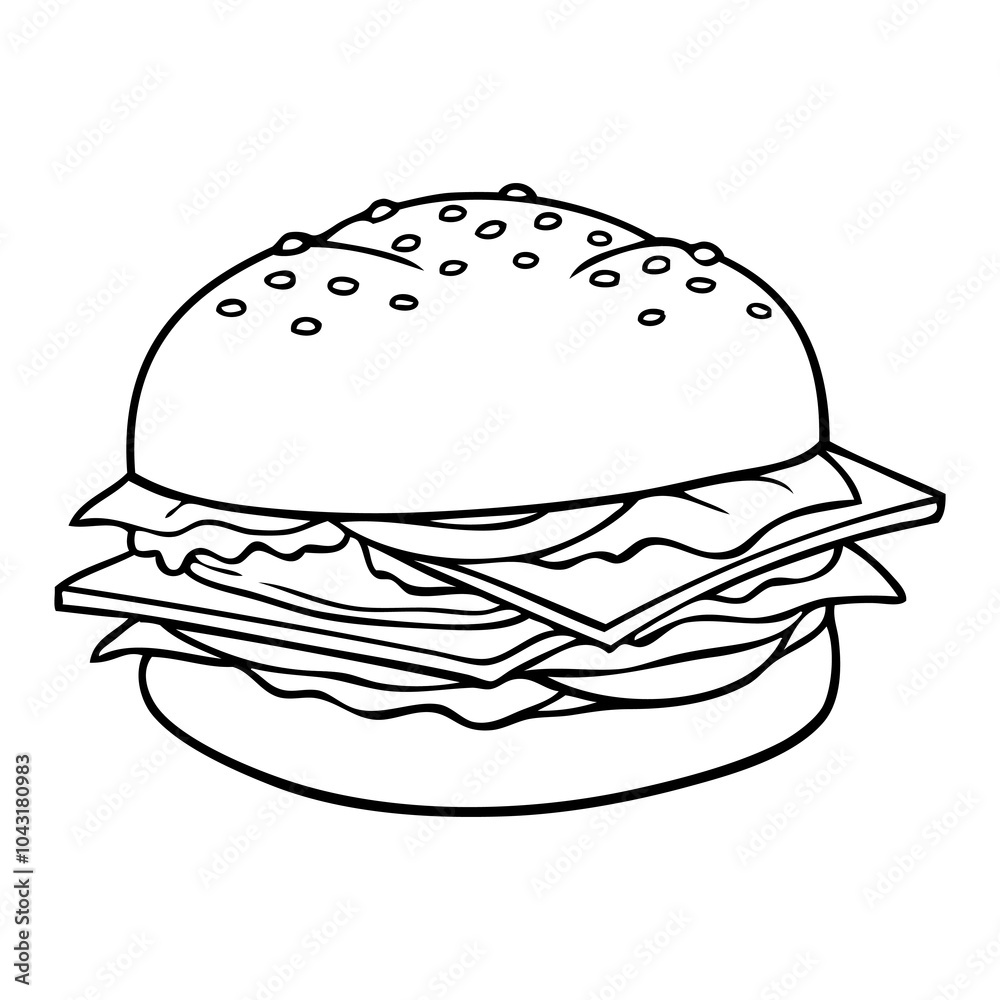 burger outline vector illustration