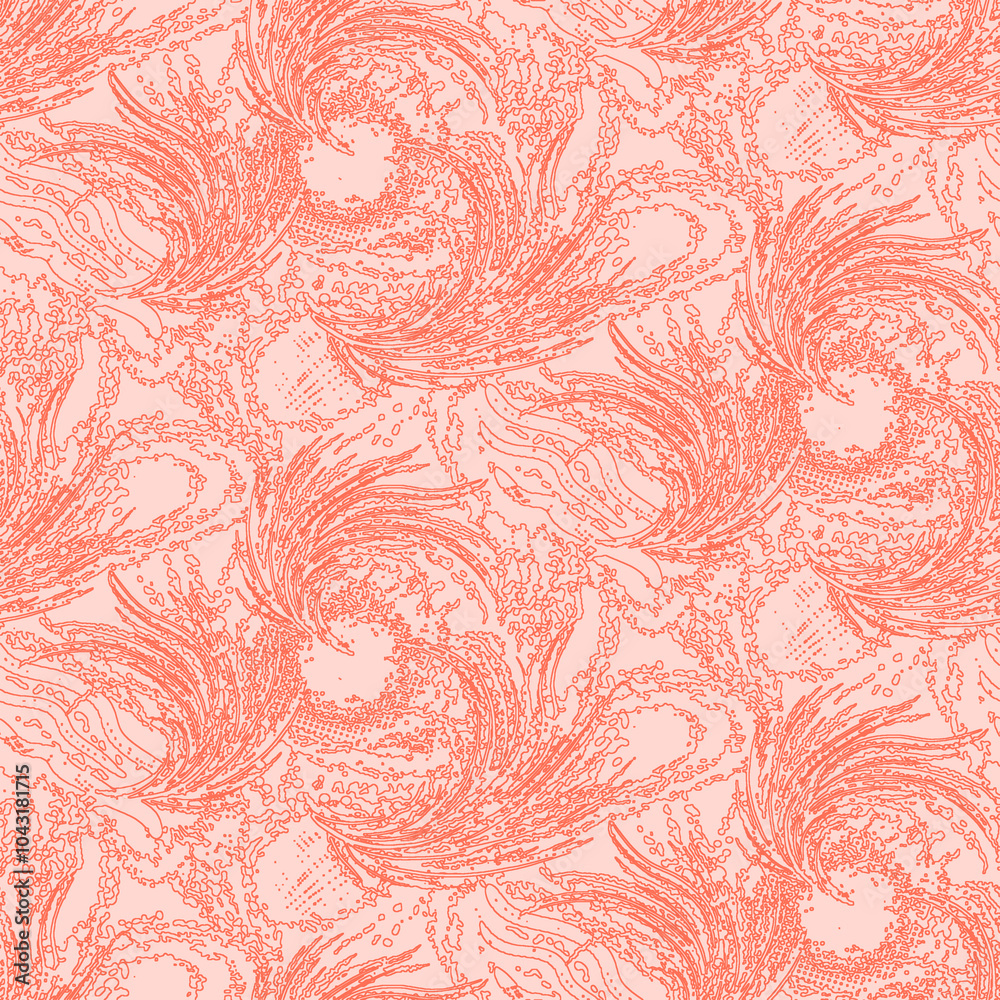 Fototapeta premium seamless abstract pattern digital illustration wrapping paper with graphic chaotic oriental hand drown colorful elements watercolor paint snowflakes fabric design print winter style