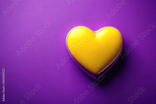 Heart shaped purple and yellow object on purple background