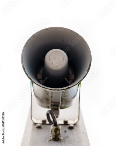 Speaker with rust on white background